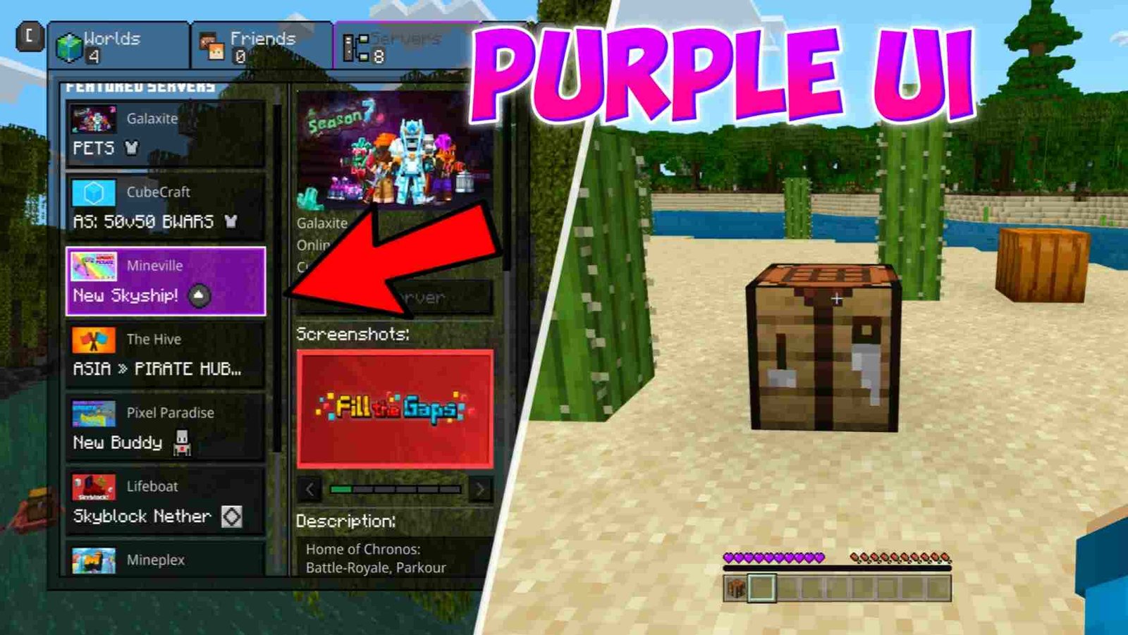 Minecraft Purple Colour UI